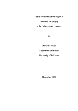 Thesis Submitted for the Degree of Doctor of Philosophy at The