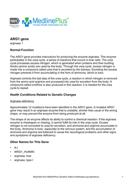 ARG1 Gene Arginase 1