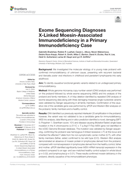 Exome Sequencing Diagnoses X-Linked Moesin-Associated Immunodeficiency in a Primary Immunodeficiency Case