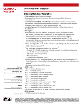 Osteochondritis Dissecans