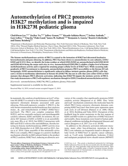 Automethylation of PRC2 Promotes H3K27 Methylation and Is Impaired in H3K27M Pediatric Glioma