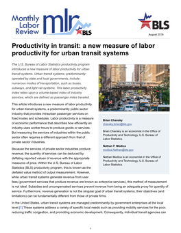 A New Measure of Labor Productivity for Urban Transit Systems