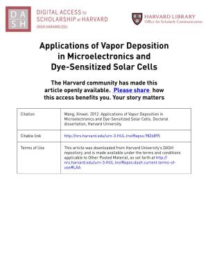 Applications of Vapor Deposition in Microelectronics and Dye-Sensitized Solar Cells