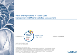 Value and Implications of Master Data Management (MDM) and Metadata Management