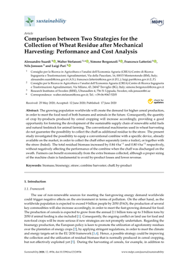 Comparison Between Two Strategies for the Collection of Wheat Residue After Mechanical Harvesting: Performance and Cost Analysis