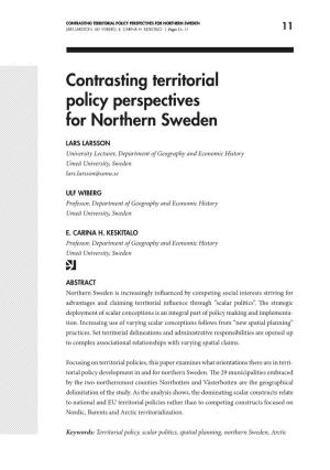 Contrasting Territorial Policy Perspectives for Northern Sweden