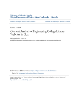 Content Analysis of Engineering College Library Websites in Goa Dr