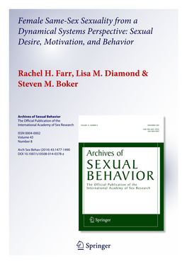 Female Same-Sex Sexuality from a Dynamical Systems Perspective: Sexual Desire, Motivation, and Behavior