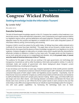 Congress' Wicked Problem