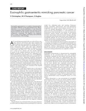 Eosinophilic Gastroenteritis Mimicking Pancreatic Cancer V Christopher, M H Thompson, S Hughes