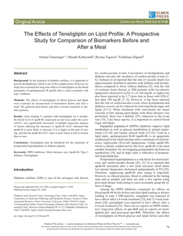 The Effects of Teneligliptin on Lipid Profile: a Prospective Study for Comparison of Biomarkers Before and After a Meal