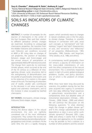 Soils As Indicators of Climatic Changes