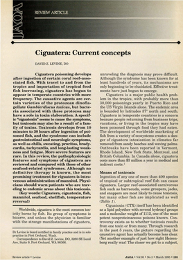 Ciguatera: Current Concepts