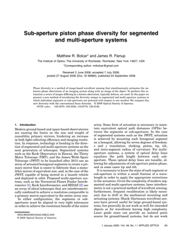 Sub-Aperture Piston Phase Diversity for Segmented and Multi-Aperture Systems