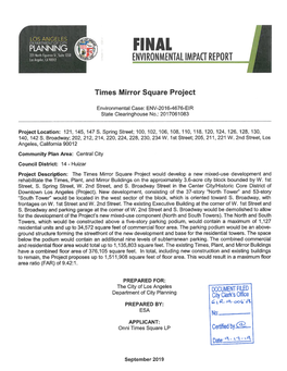 Times Mirror Square Project Final Environmental Impact Report