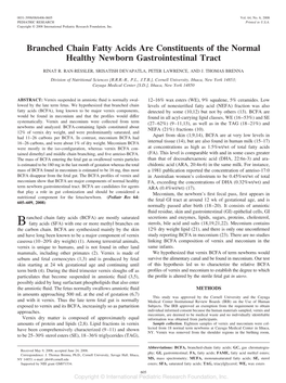 Branched Chain Fatty Acids Are Constituents of the Normal Healthy Newborn Gastrointestinal Tract