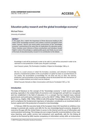 Education Policy Research and the Global Knowledge Economy1