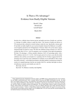 Is There a VA Advantage? Evidence from Dually Eligible Veterans