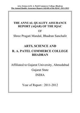 Shree Pragati Mandal, Bhadran Sanchalit ARTS, SCIENCE and RA