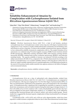 Solubility Enhancement of Atrazine by Complexation with Cyclosophoraose Isolated from Rhizobium Leguminosarum Biovar Trifolii TA-1