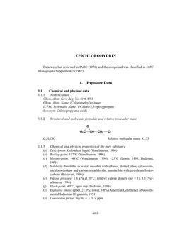 EPICHLOROHYDRIN 1. Exposure Data