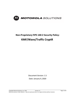 Non-Proprietary FIPS 140-2 Security Policy: KMF/Wave/Traffic Cryptr