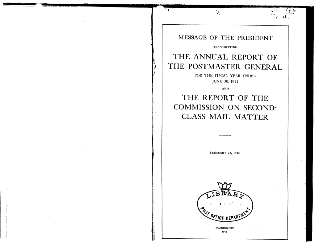 The Annual Report of the Postmaster General The