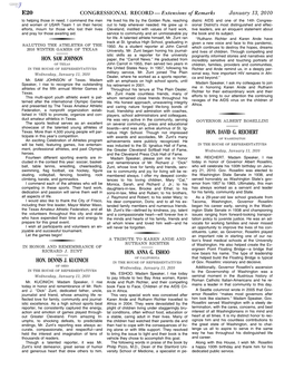 CONGRESSIONAL RECORD— Extensions of Remarks E20 HON