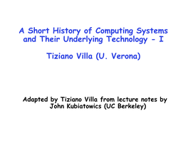 Computing Systems and Their Underlying Technology - I