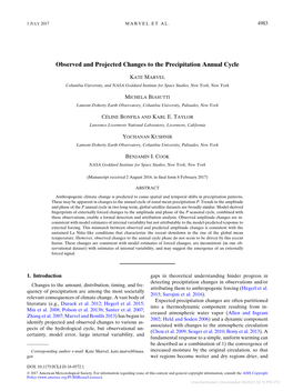 Observed and Projected Changes to the Precipitation Annual Cycle