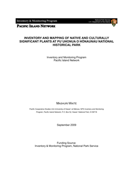 Inventory and Mapping of Native and Culturally Significant Plants at Pu`Uhonua O Hōnaunau National Historical Park