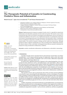 The Therapeutic Potential of Cannabis in Counteracting Oxidative Stress and Inﬂammation