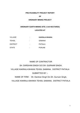 Name of Contractor Sh. Darshan Singh S/O Sh