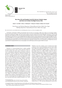 Rice Bran Oil and Pumpkin Seed Oil Alleviate Oxidative Injury and Fatty Liver in Rats Fed High Fructose Diet