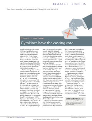Thymocyte Development: Cytokines Have the Casting Vote