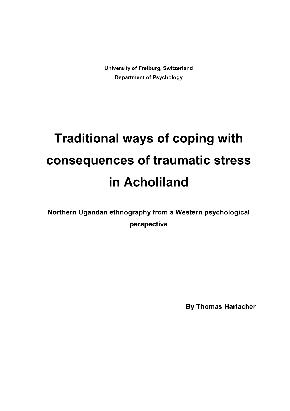 Traditional Ways of Coping with Consequences of Traumatic Stress in Acholiland