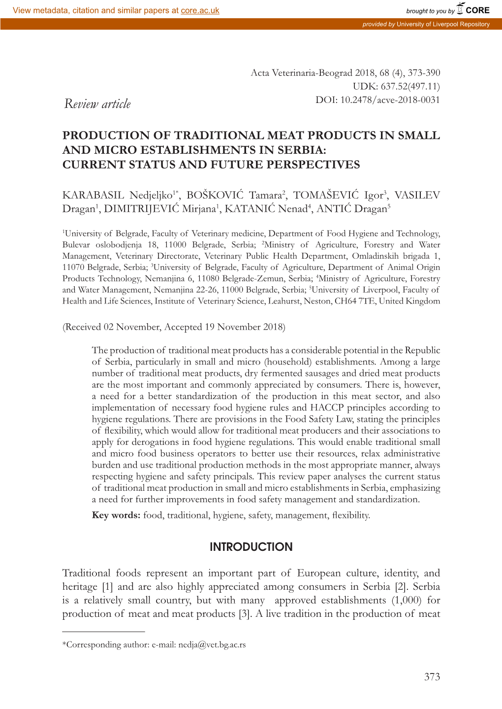 Review Article DOI: 10.2478/Acve-2018-0031