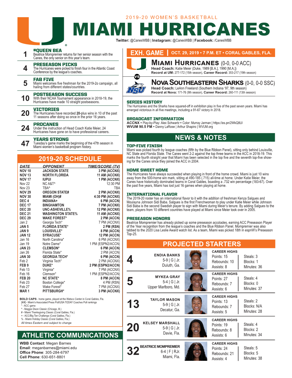 MIAMI HURRICANES Twitter: @Caneswbb | Instagram: @Caneswbb | Facebook: /Caneswbb