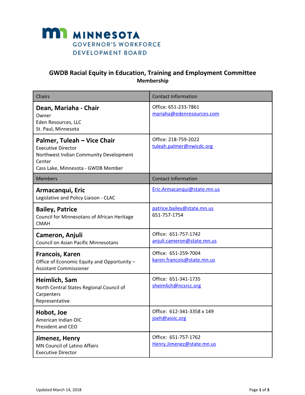 GWDB Racial Equity in Education, Training and Employment Committee