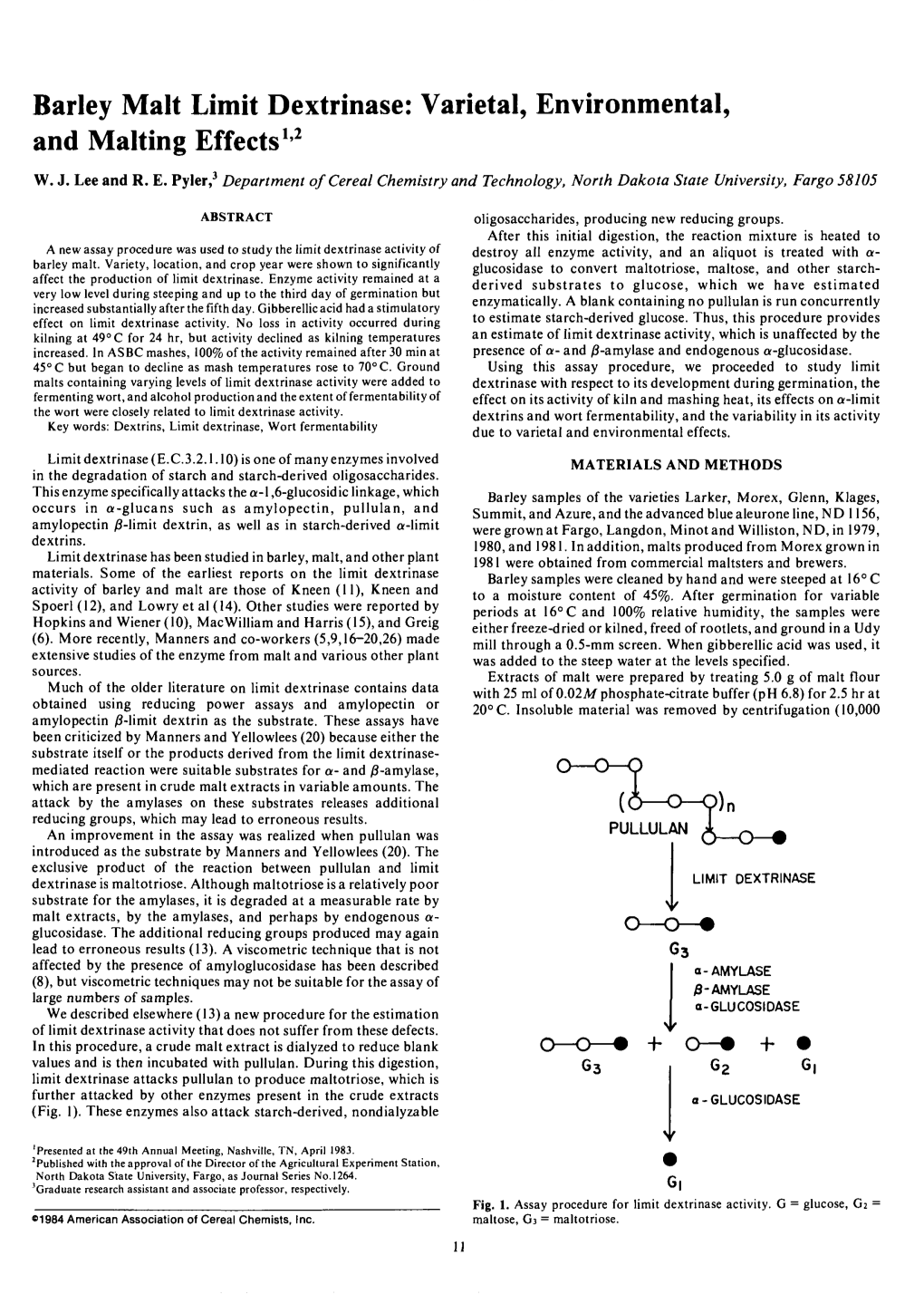 Barley Malt Limit Dextrinase: Varietal, Environmental, and Malting Effects12