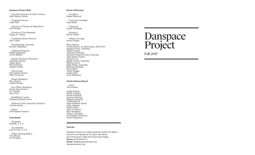 Danspace Project Sta! Board of Directors