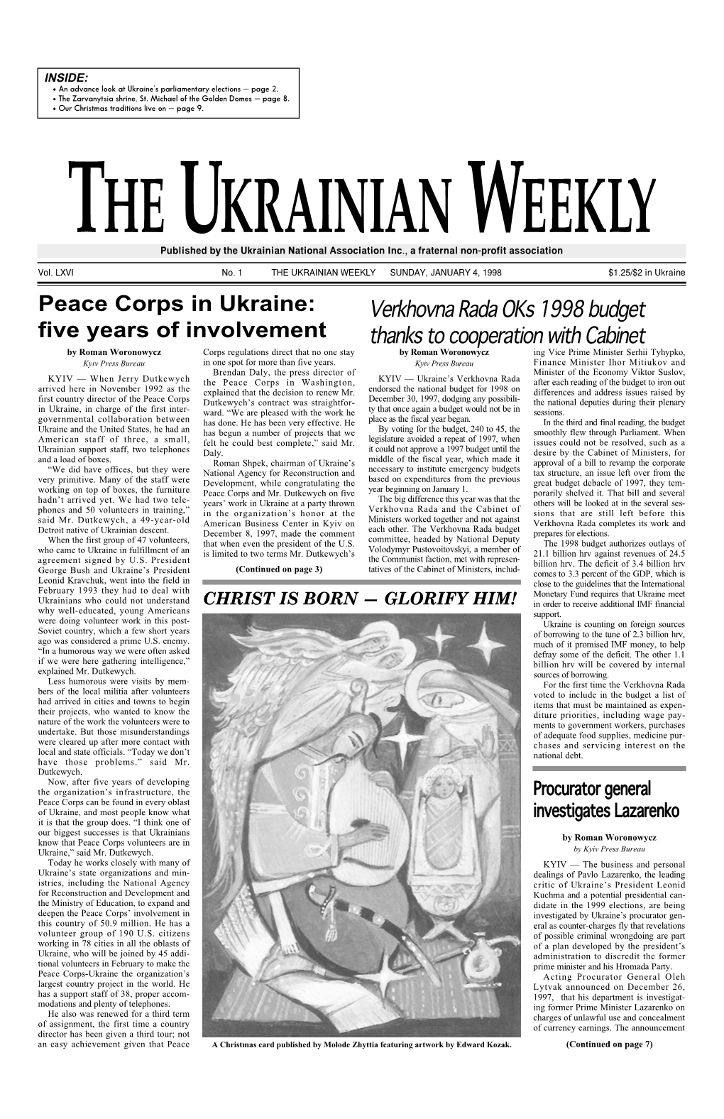 The Ukrainian Weekly 1998, No.1