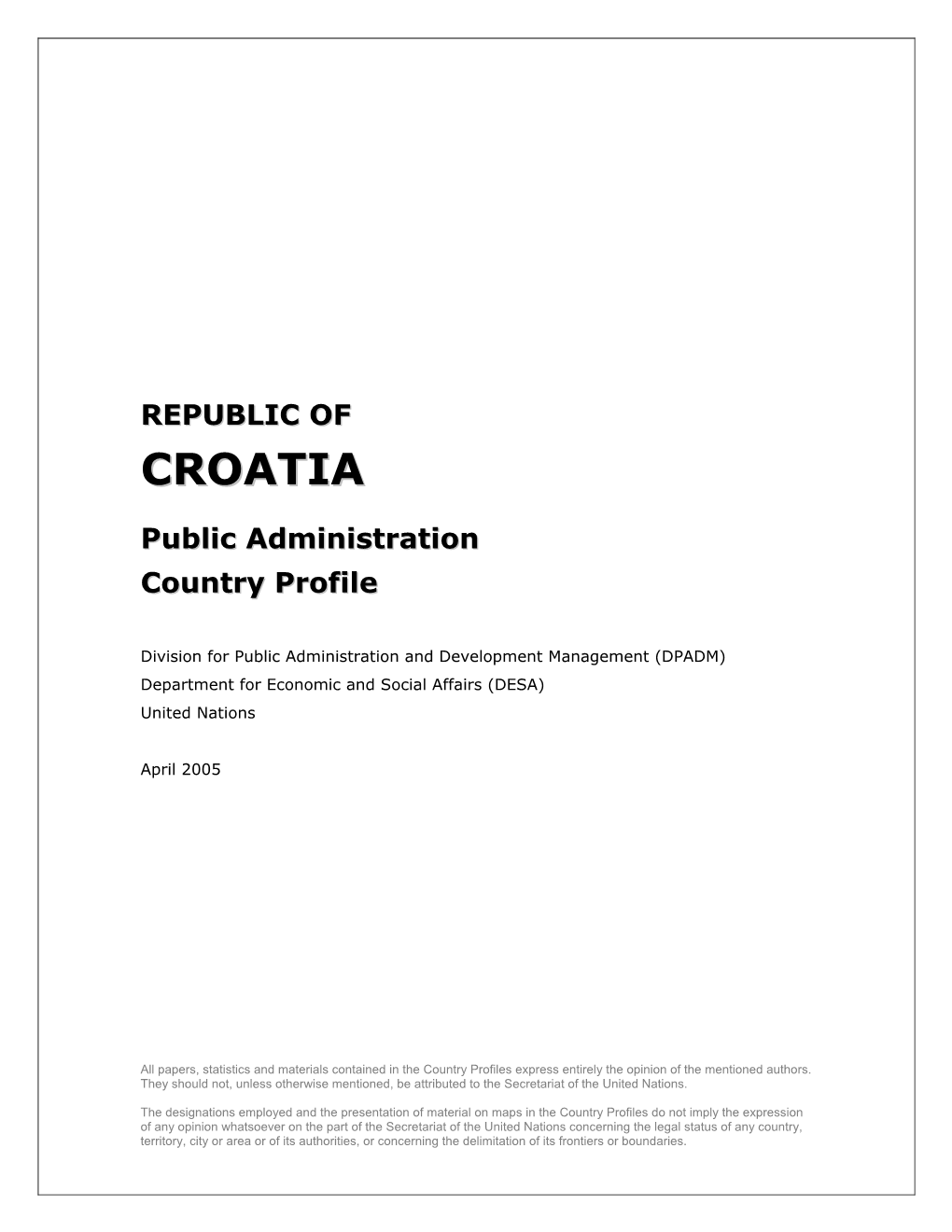 Croatia Public Administration Profile