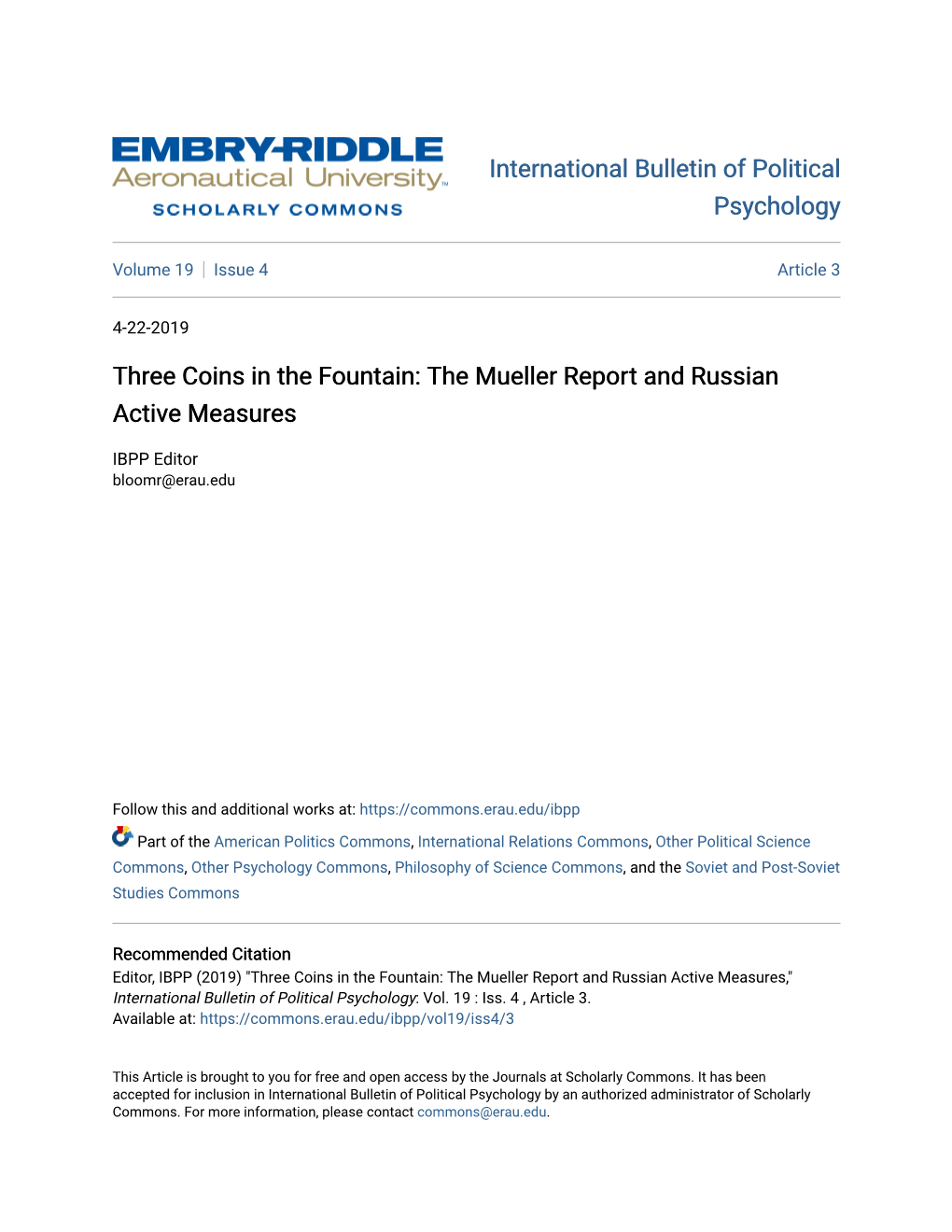 The Mueller Report and Russian Active Measures