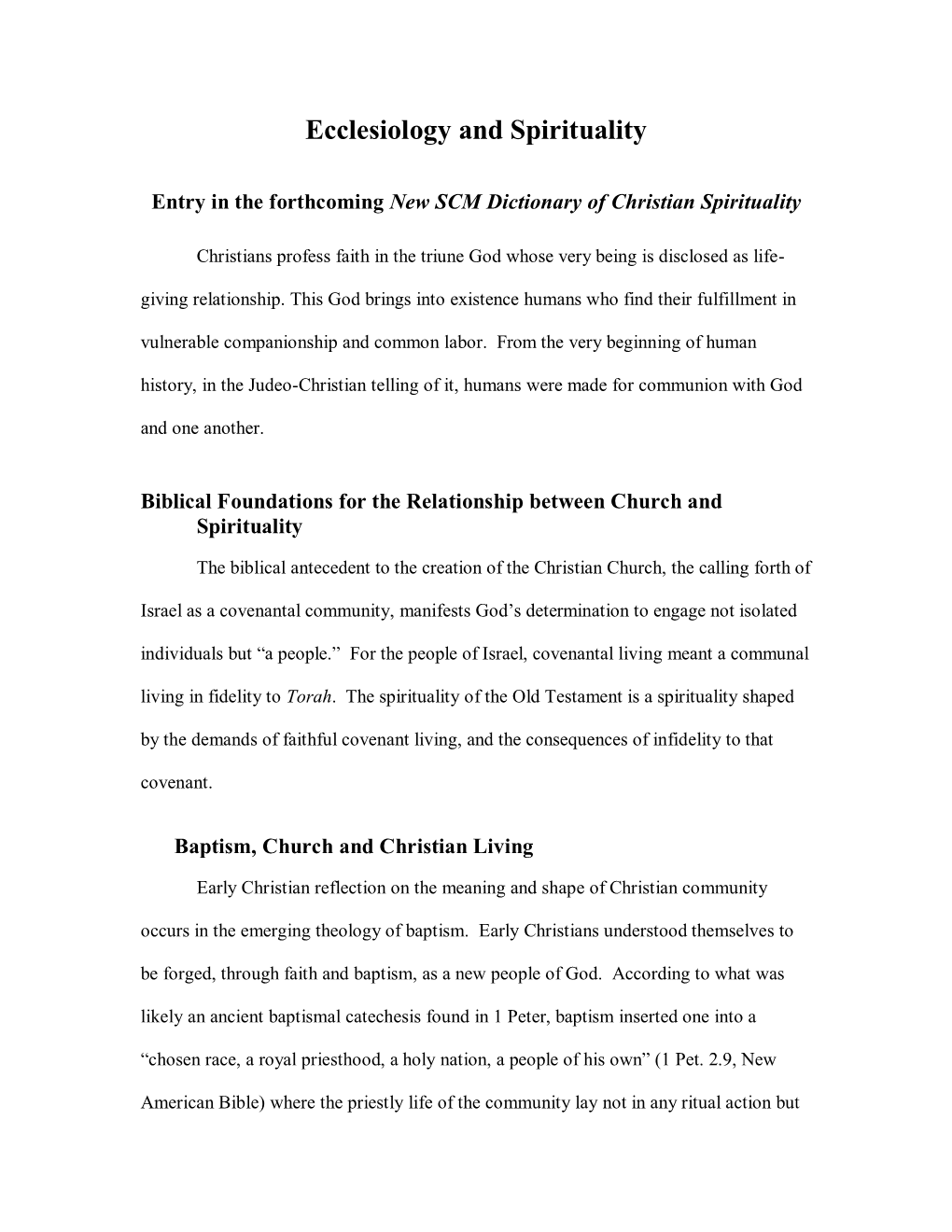 Ecclesiology and Spirituality