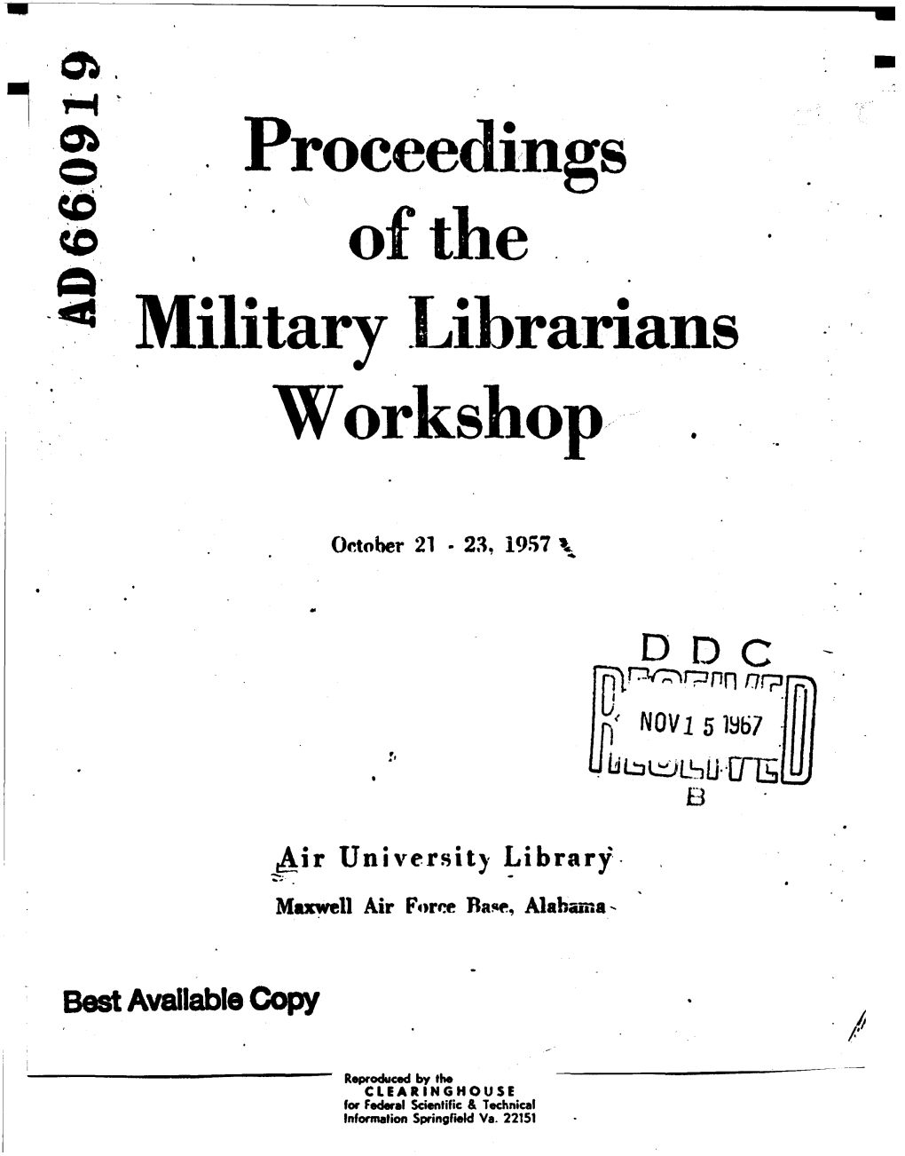 Proceedings of the Military Librarians Workshop