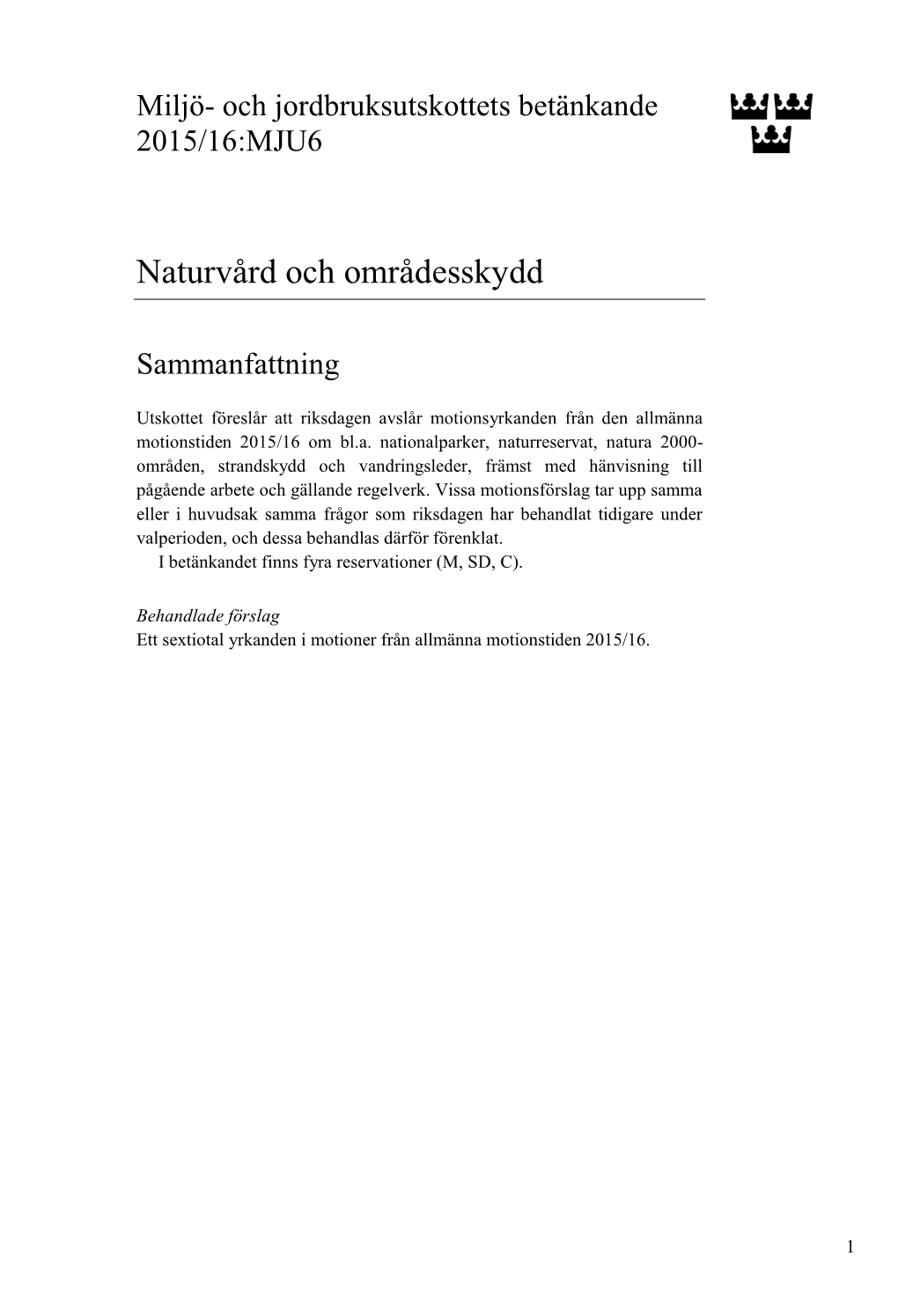 Naturvård Och Områdesskydd