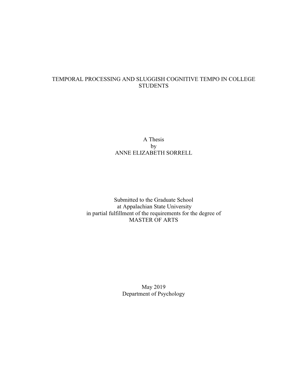 Temporal Processing and Sluggish Cognitive Tempo in College Students