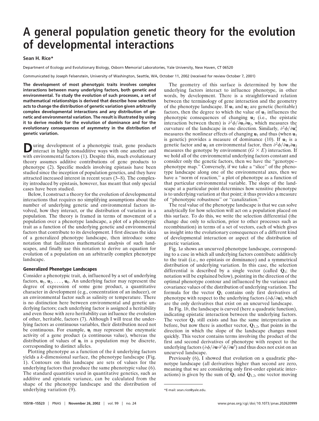 A General Population Genetic Theory for the Evolution of Developmental Interactions