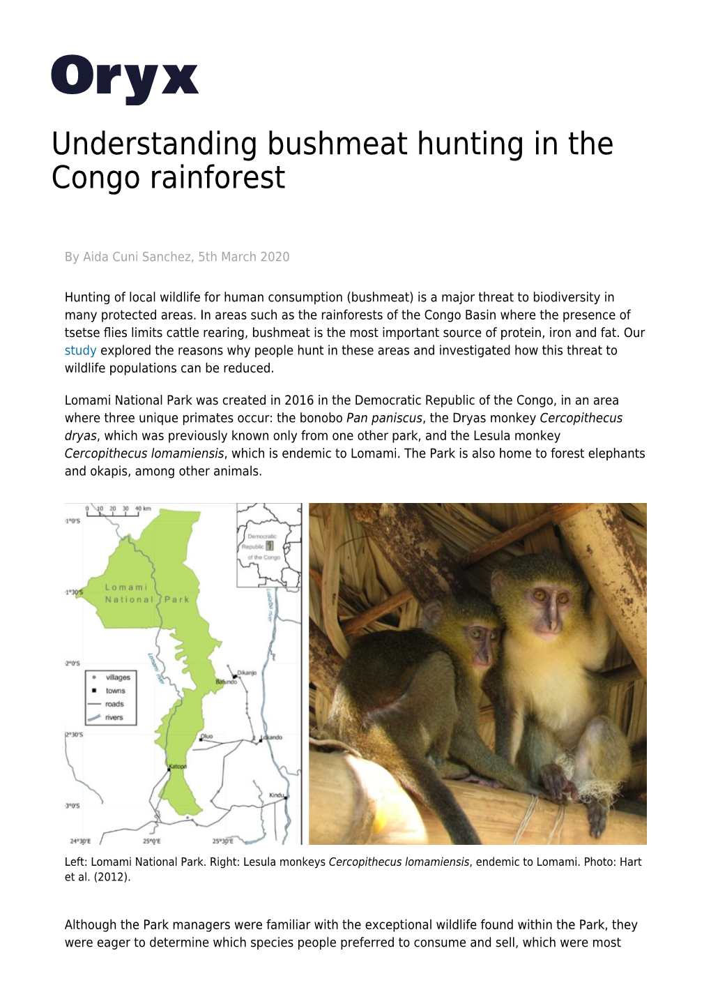 Understanding Bushmeat Hunting in the Congo Rainforest